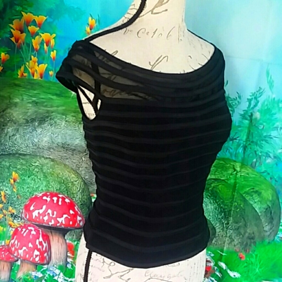 🔵 JS Signature Black Fitted Crop Top Size 10 - Picture 4 of 4